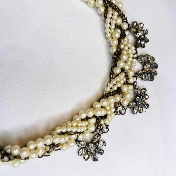 Vintage Braided Pearl Necklace with Bronze Findings – Handmade – 47 cm - Picture 3 of 11